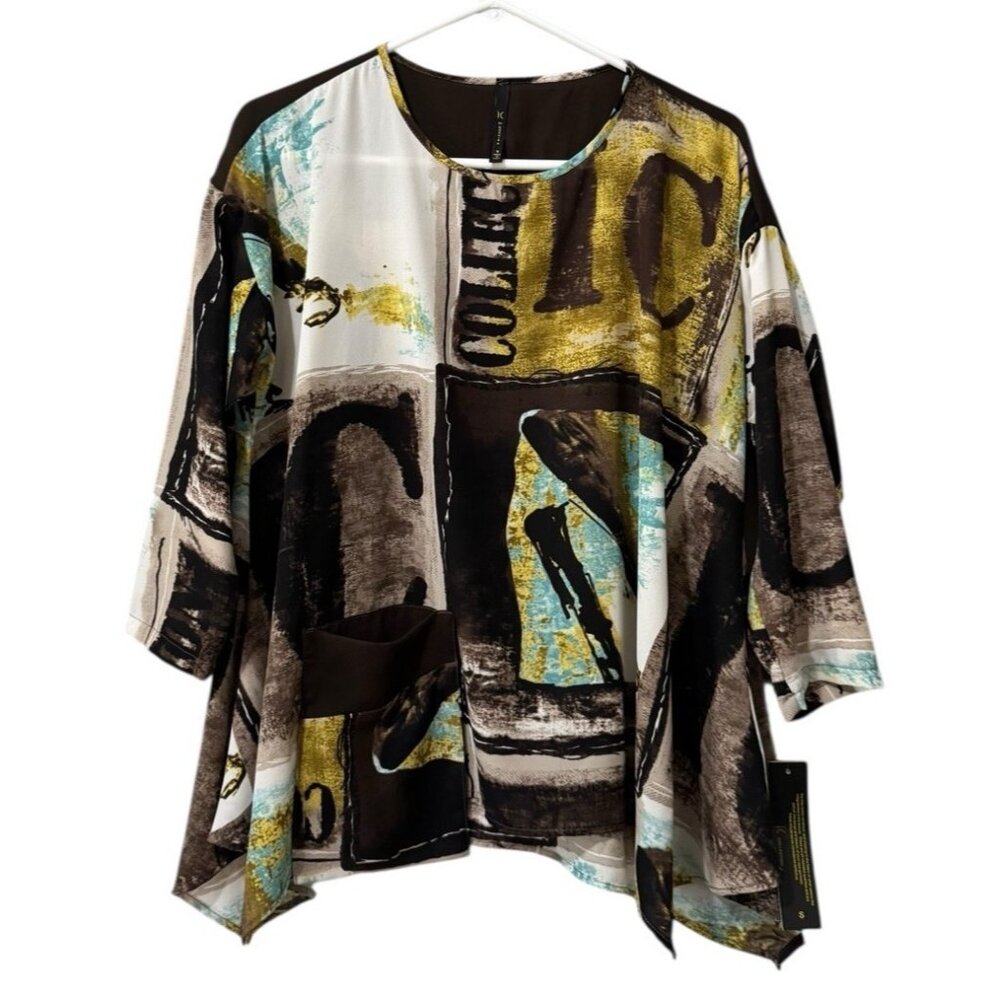 IC by‎ Connie K Shirt Women Sz Small Asymmetrical Artsy Modern Designer City NWT